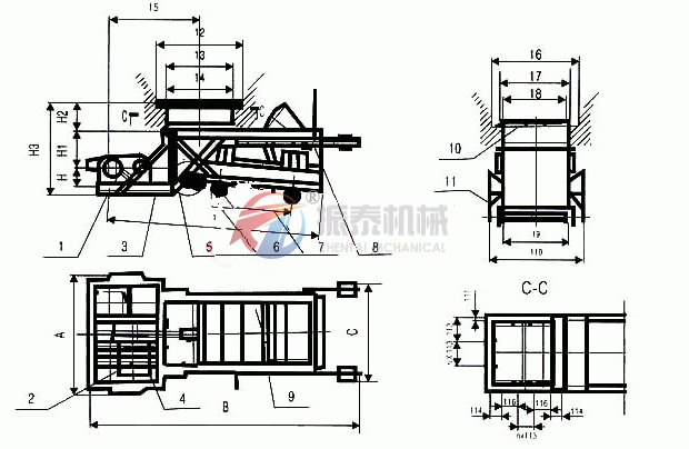 往復(fù)式給料機安裝示意圖